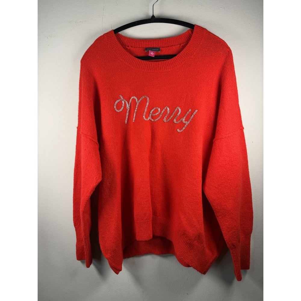 Vince Camuto Women's Warm Cozy Festive Holiday Sweater 'Merry XL Bling Christmas
